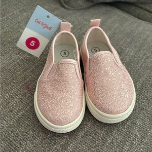 Cat & Jack Glittery Pink Slip-On Sneakers